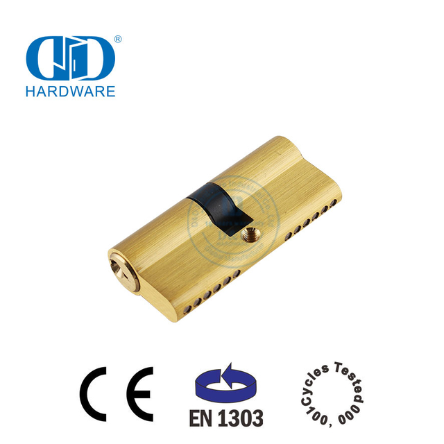 EN 1303 缎面黄铜欧洲标准通用五金双锁芯锁-DDLC003-70mm-SB