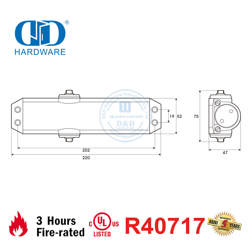 UL 10C 认证带齿轮齿条机构的防火液压闭门器-DDDC045