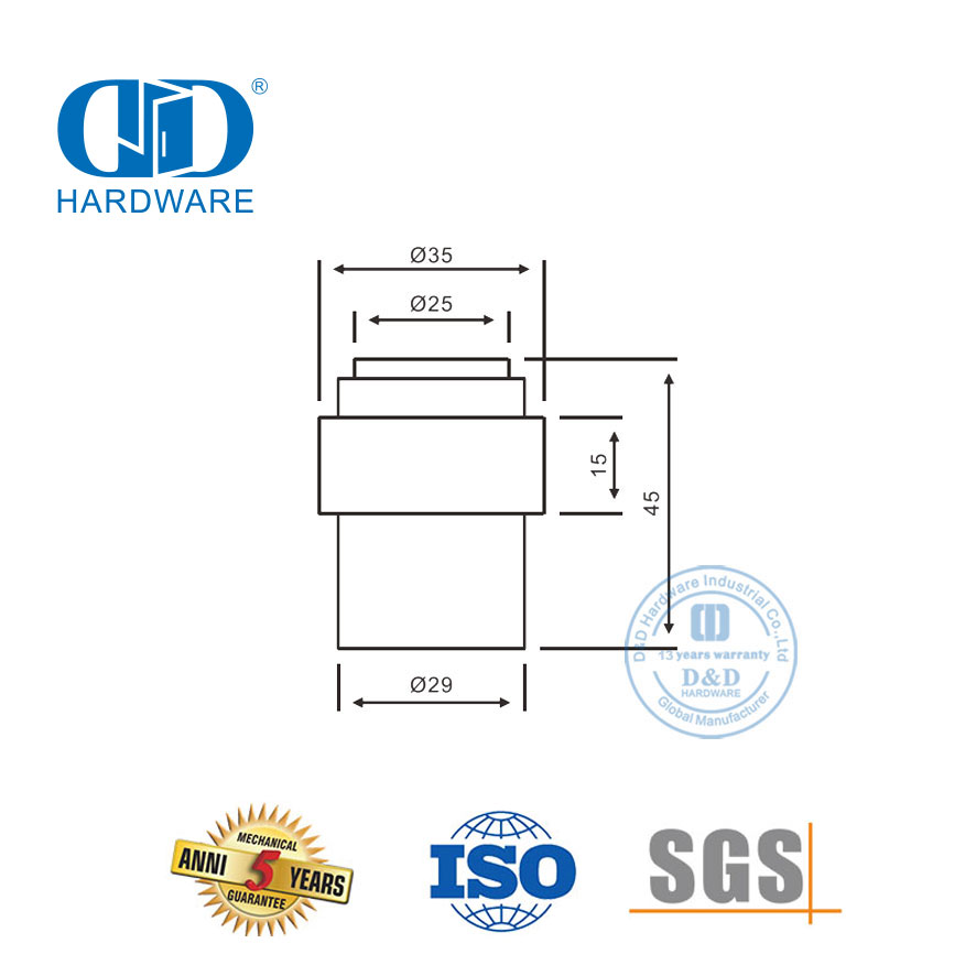 黄色古董黄铜锌合金地板门挡挂钩-DDDS009-YAB