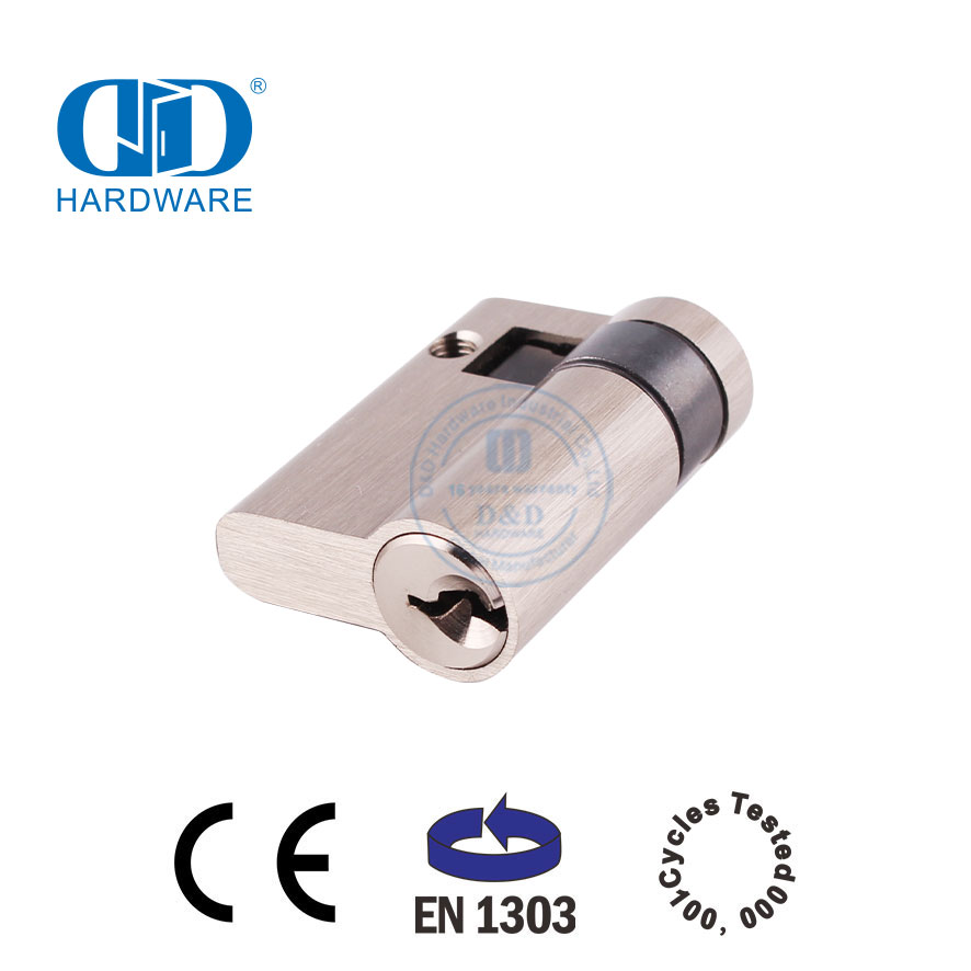 EN 1303 实心黄铜半锁锁芯，带常规钥匙-DDLC010-45mm-SN