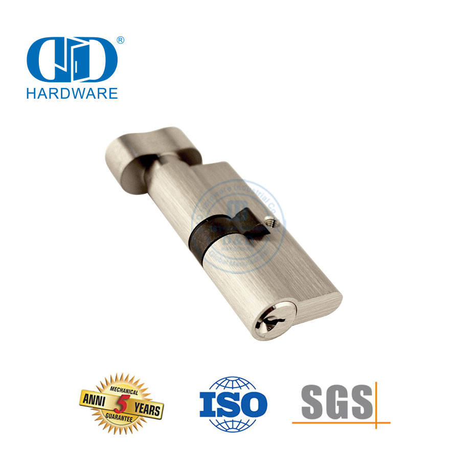 EN 1303 认证花生旋钮实心黄铜单锁芯-DDLC014-70mm-SN