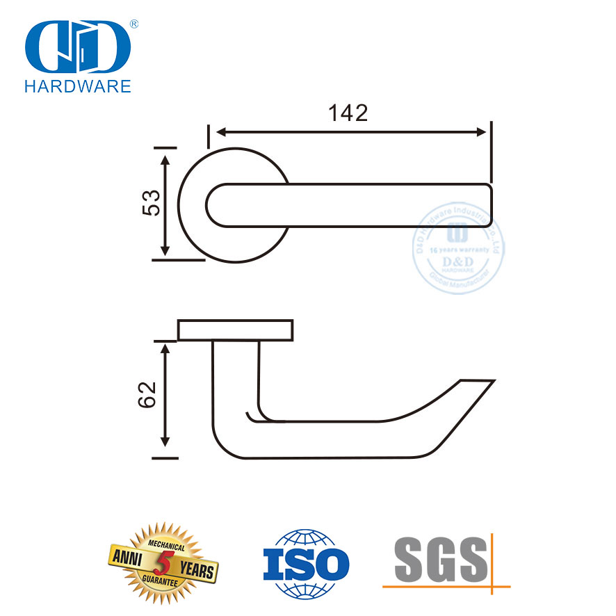 易于安装钢门五金件不锈钢实心执手-DDSH028-SSS