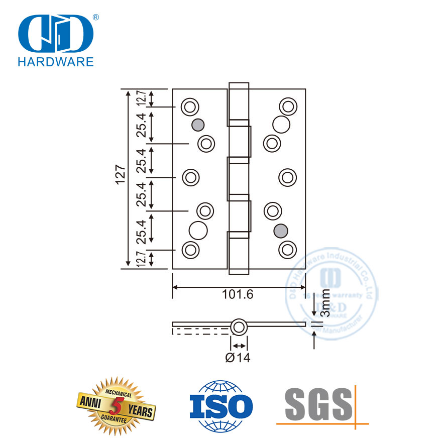 广泛使用的不锈钢双安全铰链-DDSS013