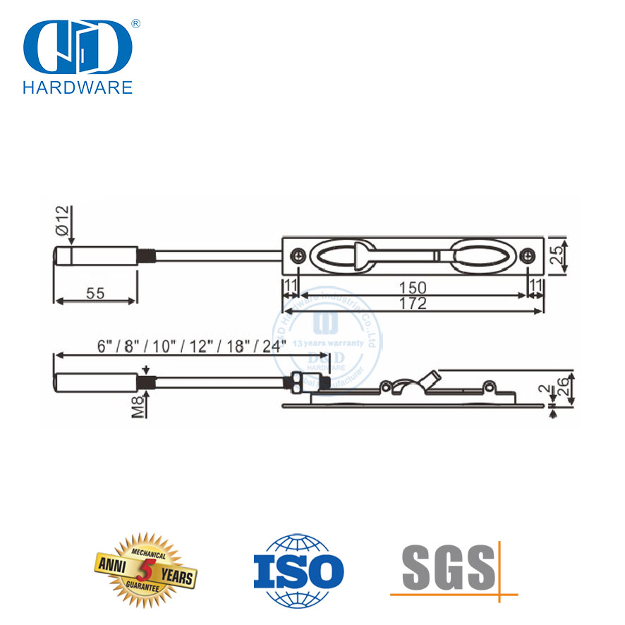不锈钢 304 金属门五金平头加长杆螺栓-DDDB011-SSS