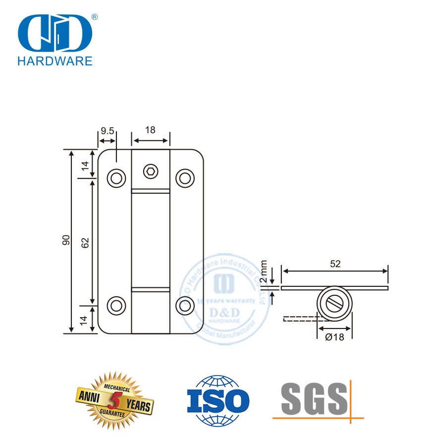 重型安全金属门五金不锈钢单动铰链-DDSS035