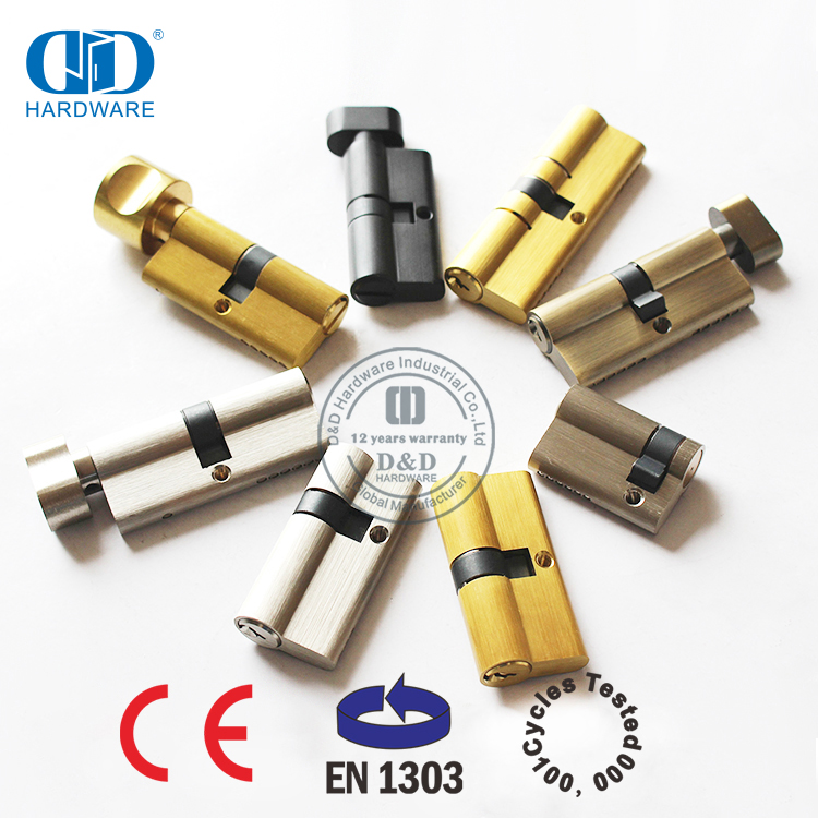 实心黄铜高安全性欧式偏置双锁锁芯-DDLC012-70mm-SN