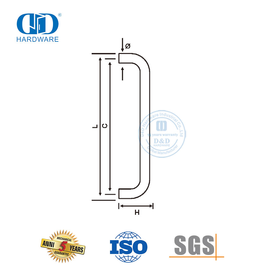 耐用定制不锈钢偏置玻璃手柄，适用于浴室淋浴-DDPH020