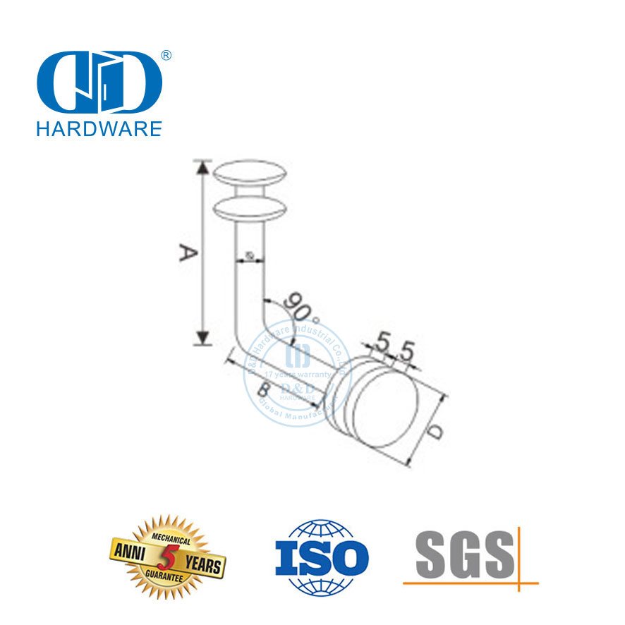 制造商不锈钢门配件玻璃楼梯栏杆栏杆扶手支架-DDHB001