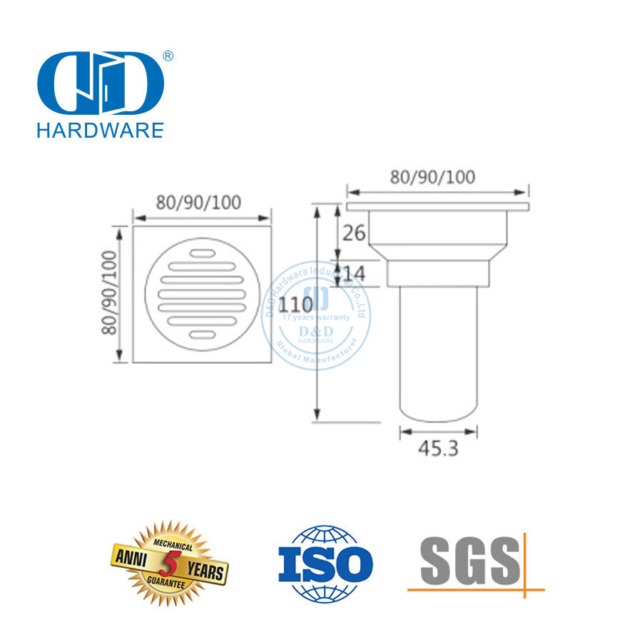 不锈钢塑料方形线性淋浴地漏浴室五金浴室地漏-DDFD001