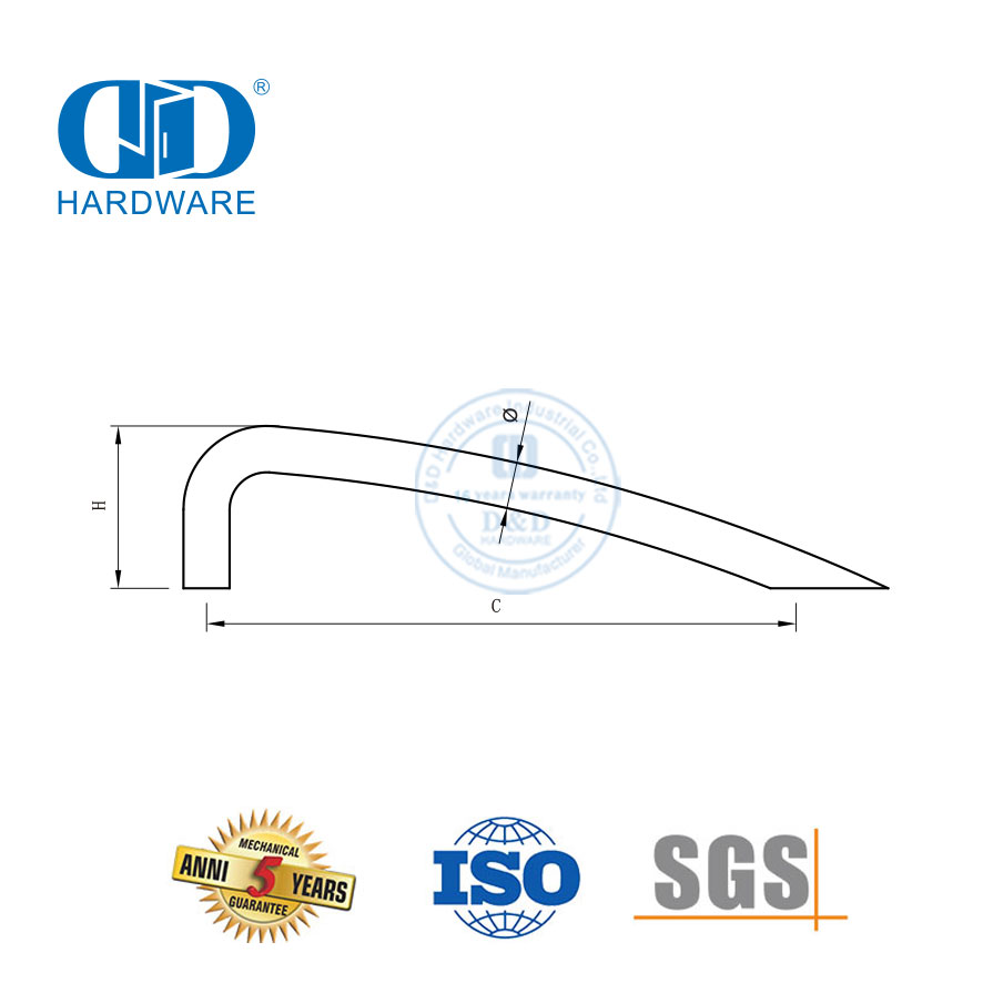 不锈钢橱柜衣柜门拉手轻奢现代简约空心拉手抽屉T型拉手-DDFH026
