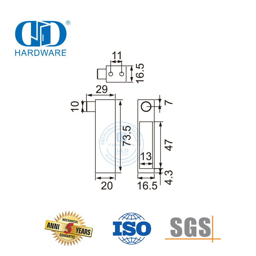 不锈钢家具配件玻璃移门五金止动器-DDSL001-5