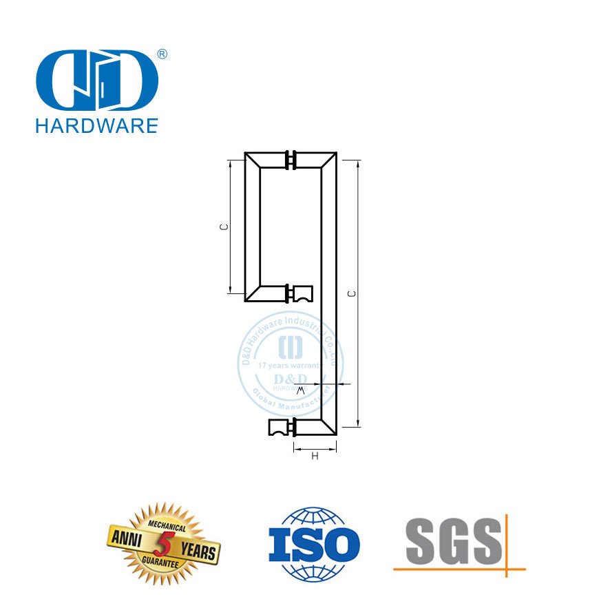 不锈钢商用滑动玻璃门五金门配件浴室拉手-DDPH041