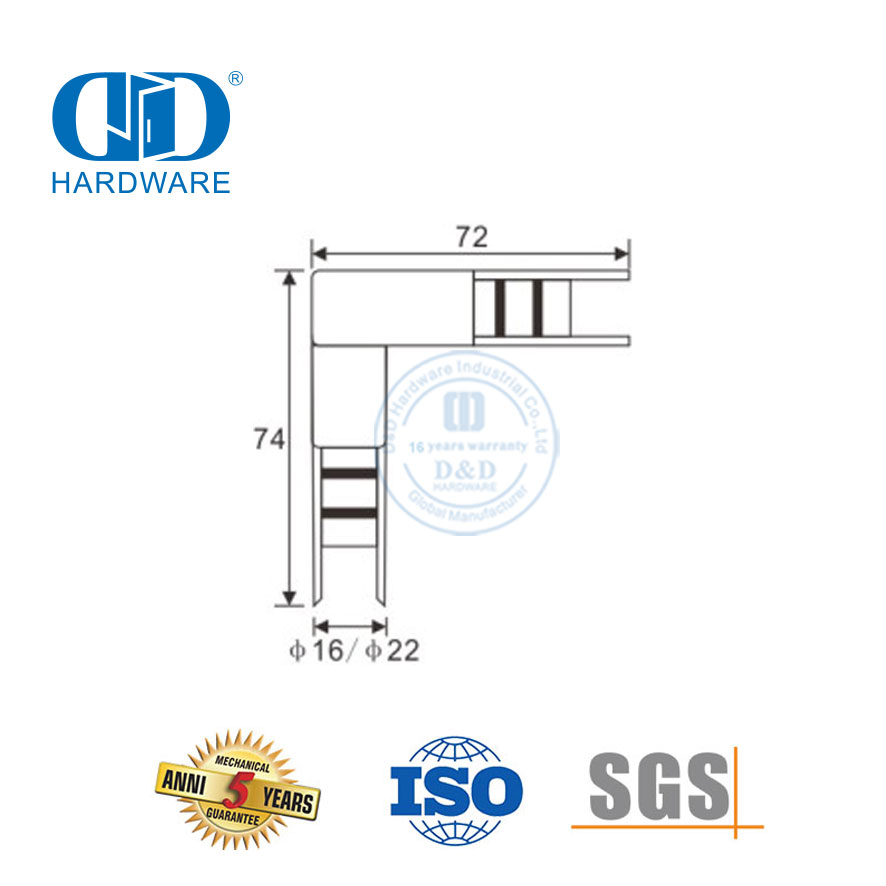 管角插入不锈钢玻璃配件门五金件厕所浴室玻璃门配件-DDGS130