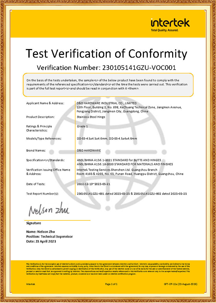 ANSI BHMA 防火玫瑰金超市入口快速安装门铰链-DDSS001-ANSI-1-4.5x4.0x4.6mm