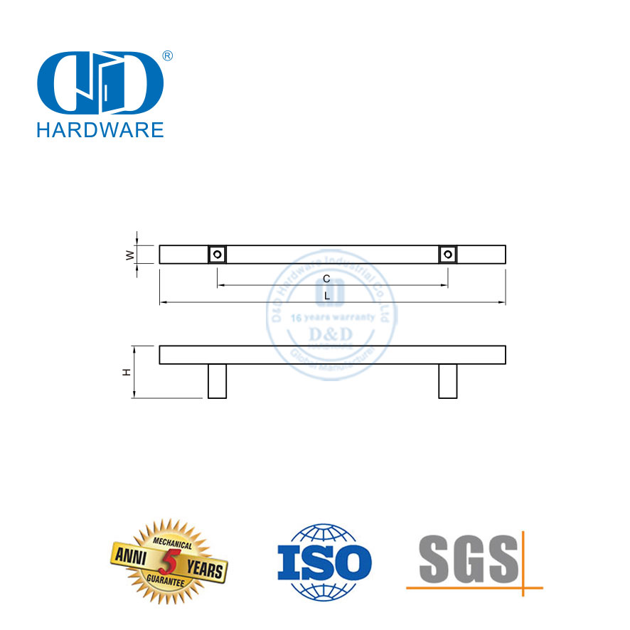 定制直销不锈钢H型侧门拉手 不锈钢拉丝门拉手-DDFH019