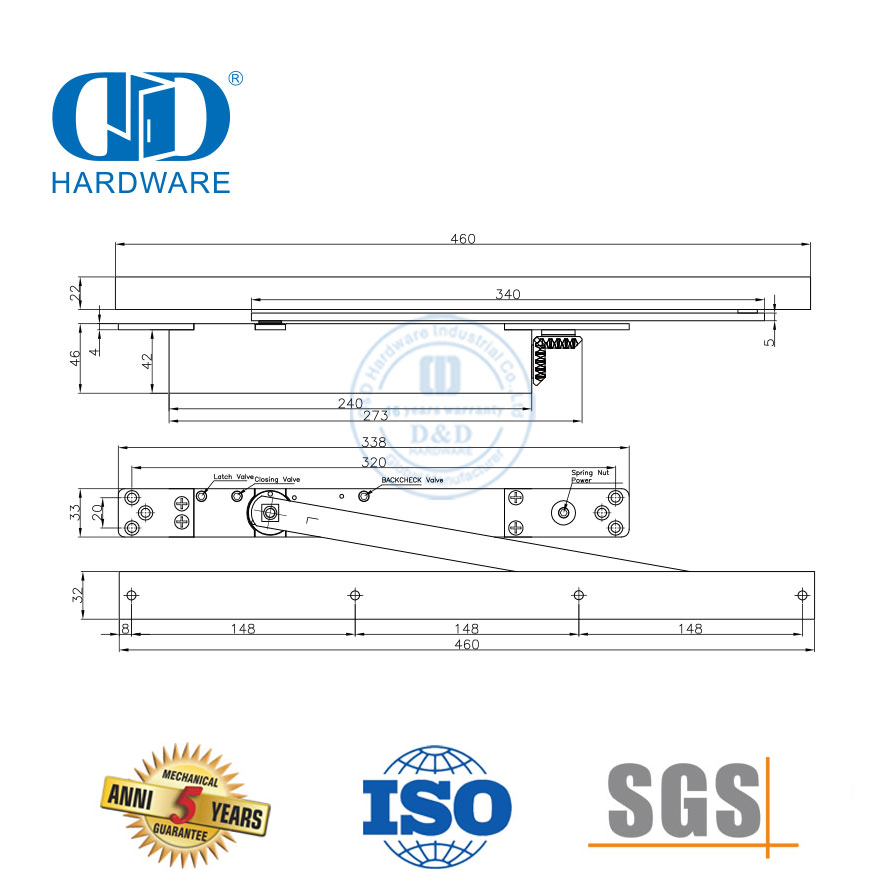热门 ANSI UL 认证防火隐藏式闭门器-DDDC047