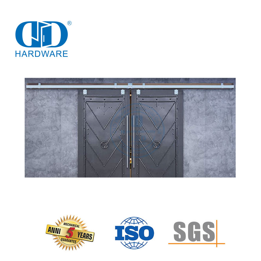 不锈钢袖珍门五金壁挂式双滑重型谷仓门五金滚轮齿轮套件-DDBD039