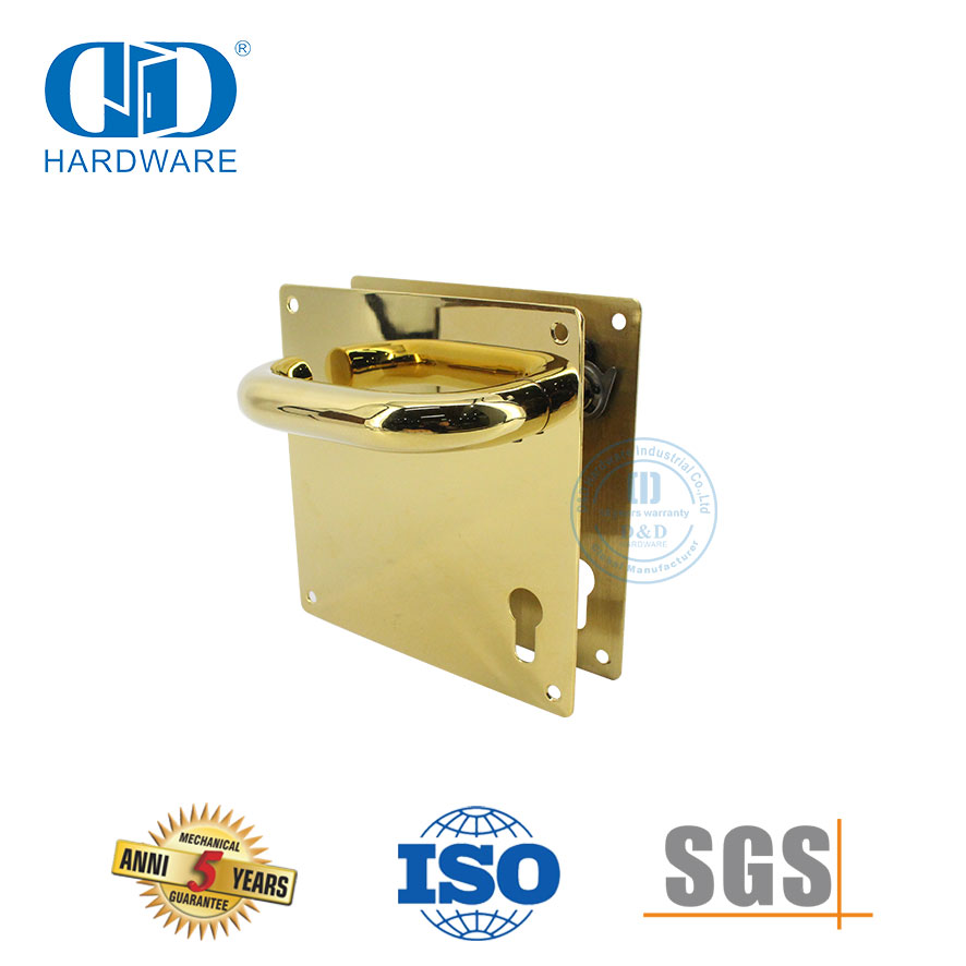 耐用中心对中心 85 毫米不锈钢门把手，带板-DDTP001-PVD