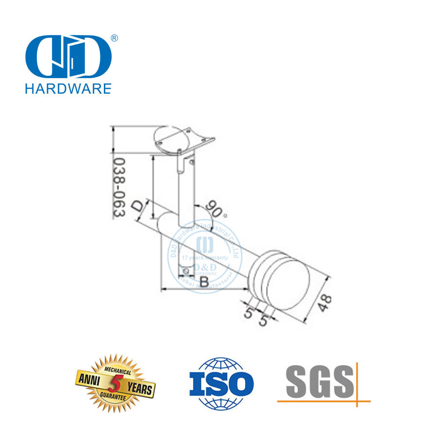 不锈钢栏杆扶手支撑支架玻璃五金夹支架墙壁支架-DDHB006