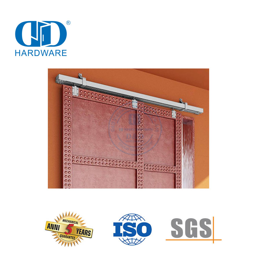 不锈钢黑色重型双推拉门五金旁路谷仓门五金公寓套件-DDBD041