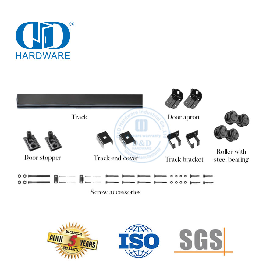 不锈钢双折叠谷仓门五金双滑动谷仓门五金轨道套件适用于重型门-DDBD038