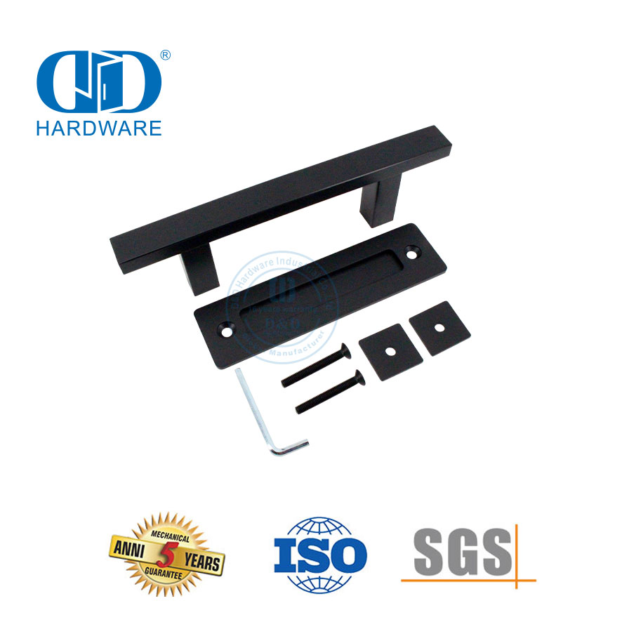 中国制造商不锈钢哑光黑色厨房滑动谷仓门把手套装双面门把手-DDBD103 黑色