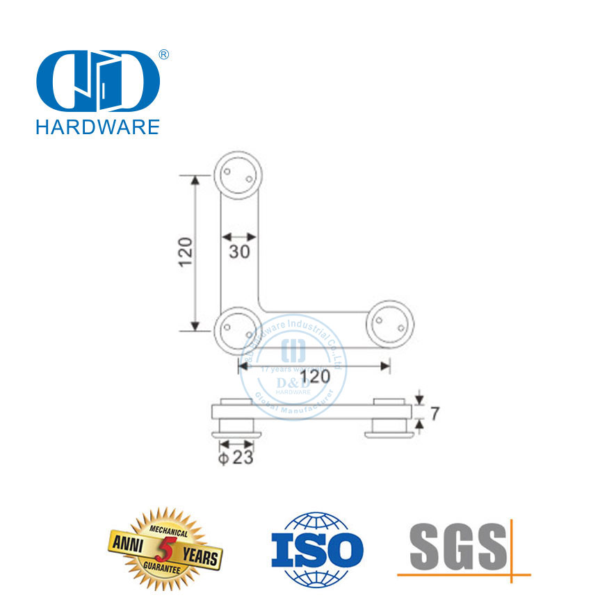 不锈钢侧板过面板枢轴玻璃五金件玻璃门枢轴-DDGP014