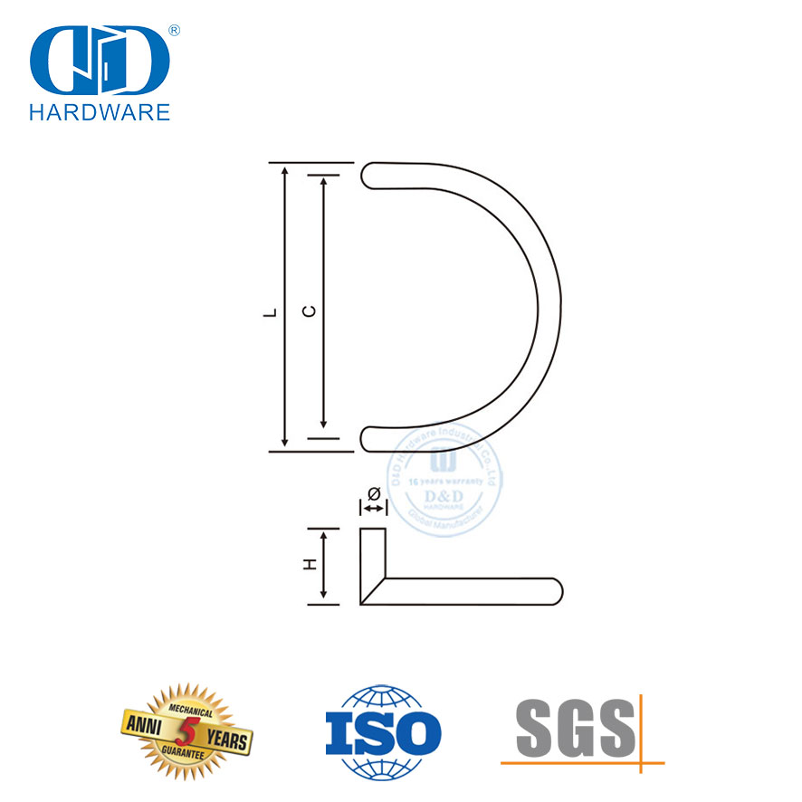 玻璃浴室C型不锈钢门五金拉手和嵌入式谷仓门把手套装-DDPH003