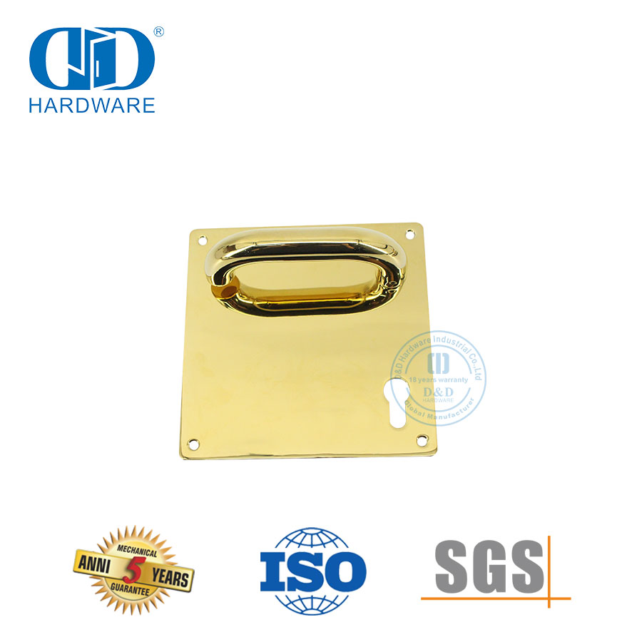 耐用中心对中心 85 毫米不锈钢门把手，带板-DDTP001-PVD