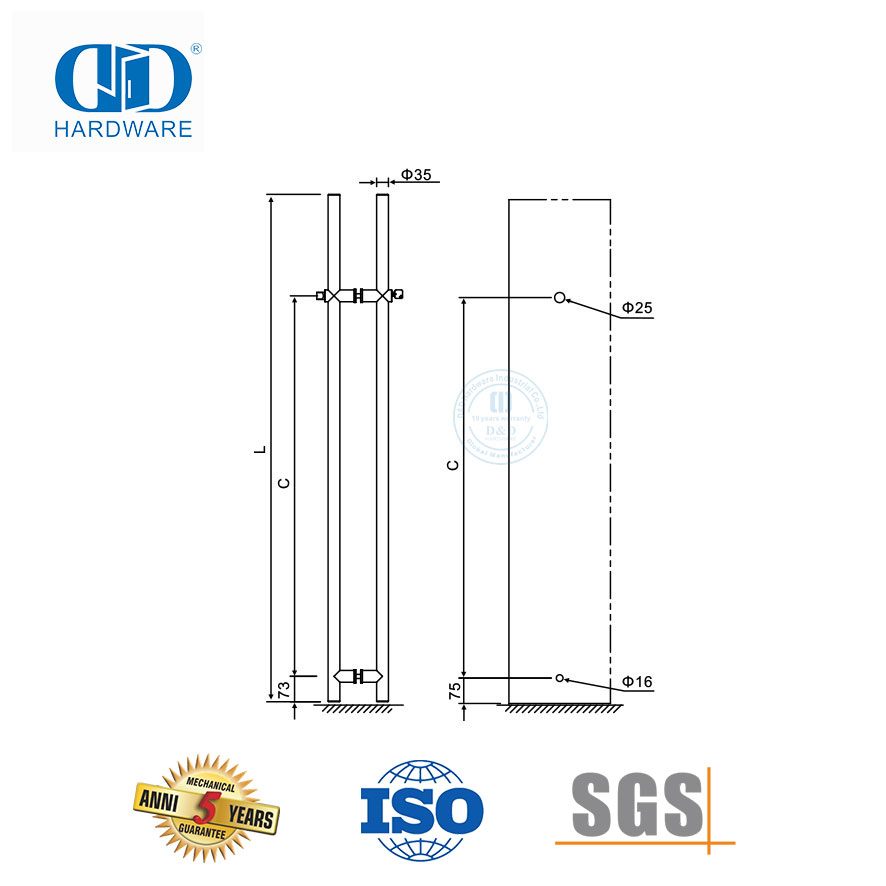 现代设计不锈钢锁梯拉手家用和酒店用-DDPH039