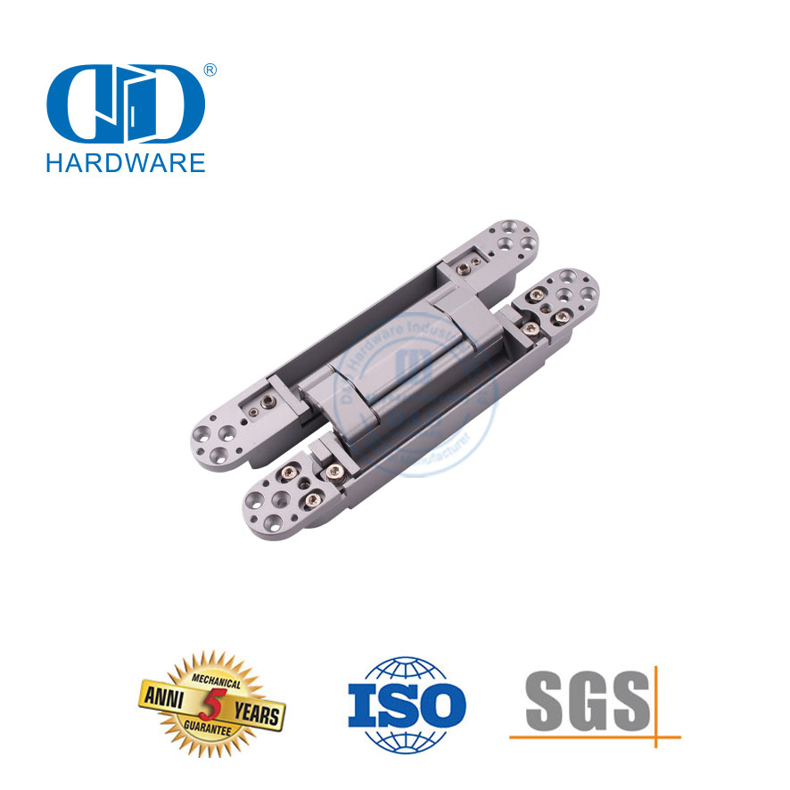 中国供应锌合金 3D 隐藏式隐藏十字缓冲静音调节 180 度商用钢木铰链-DDCH008-G120