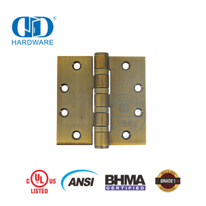 BHMA UL 证书防火 ANSI 滚珠轴承仿古黄铜重型软关闭金属木门铰链 -DDSS001-ANSI-1-4.5x4.5x4.6mm