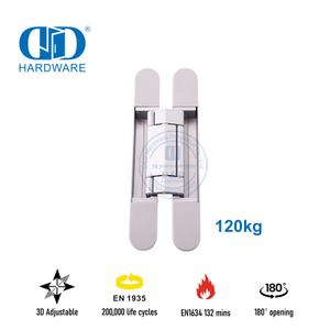 中国供应锌合金 3D 隐藏式隐藏十字缓冲静音调节 180 度商用钢木铰链-DDCH008-G120