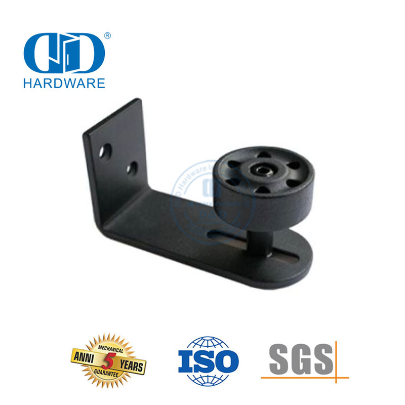 不锈钢黑色可调节地板导轨，适用于滑动谷仓门壁挂式底部-DDBD080