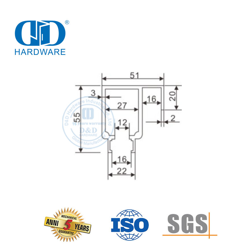 酒店办公楼五金不锈钢铁玻璃五金浴室移门管-DDGS144