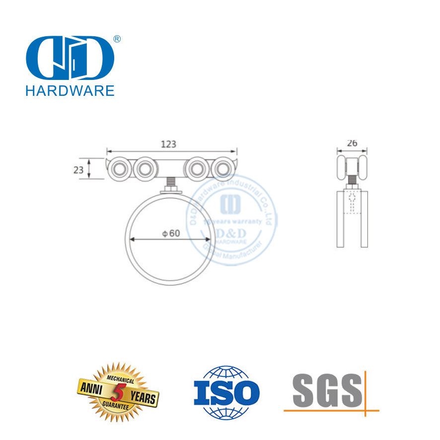 不锈钢门夹缓闭壁挂轮挂式玻璃配件推拉单门-DDGS134