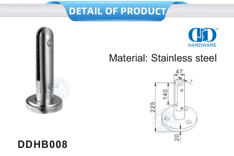不锈钢无框玻璃栏杆​​柱栏杆栏杆玻璃夹插口扶手墙壁支架-DDHB008