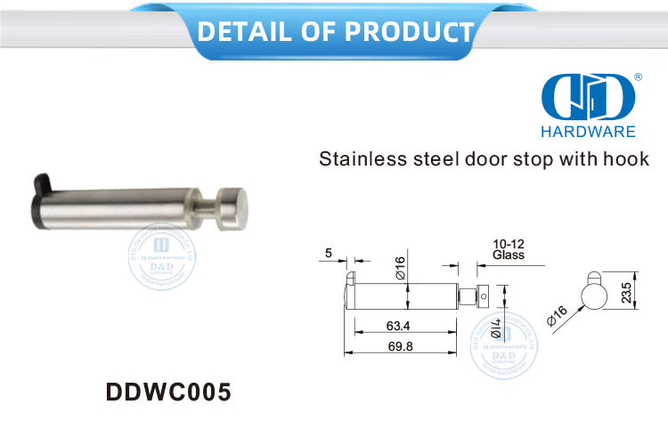 不锈钢卫生间五金玻璃夹玻璃门挡带挂钩-DDWC005