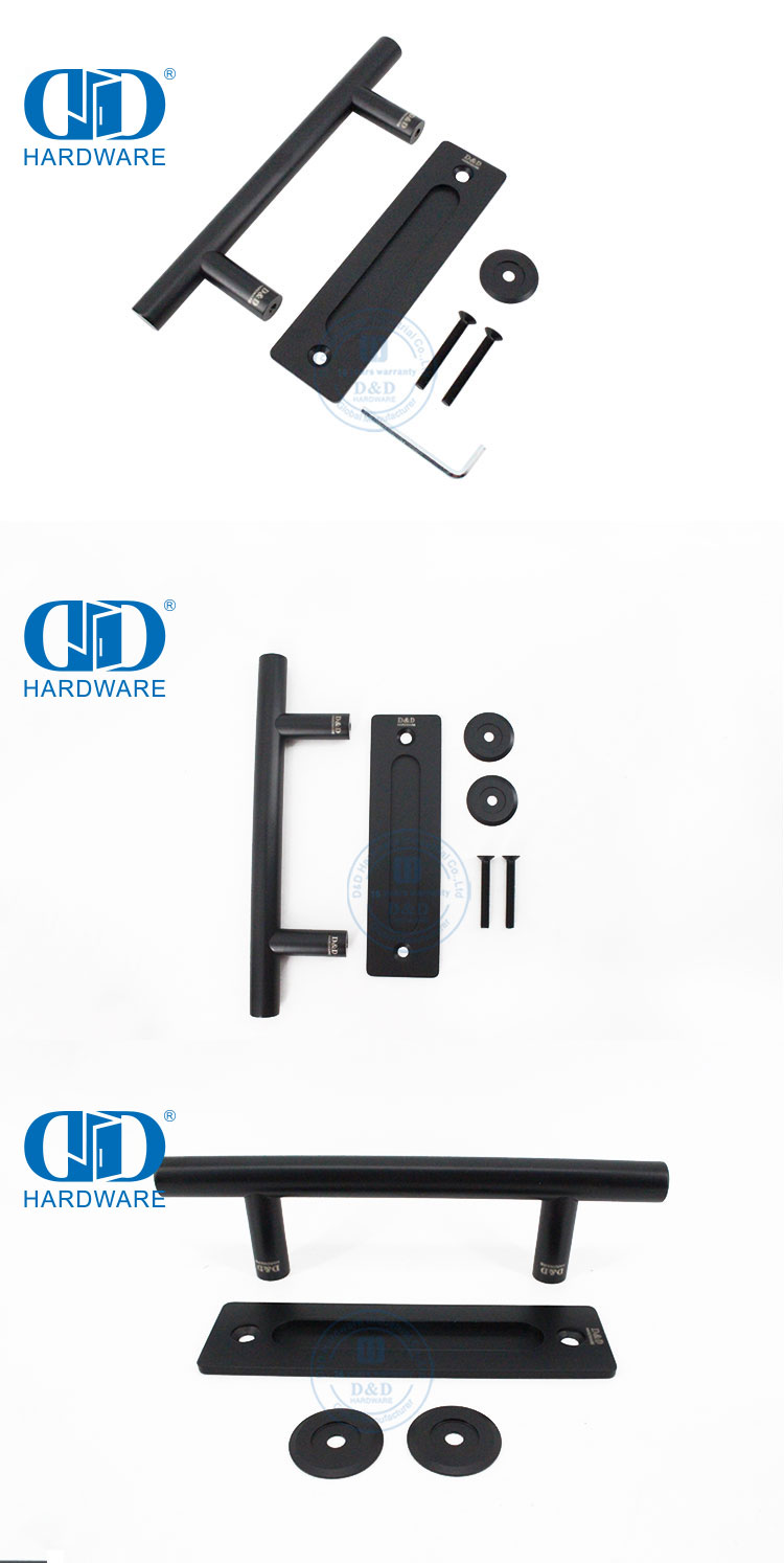 黑色不锈钢滑动双面重型谷仓门把手建筑五金-DDBD102 黑色