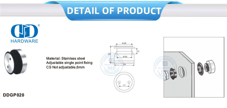 批发不锈钢推拉门五金滚轮玻璃点配件家具五金-DDGP020