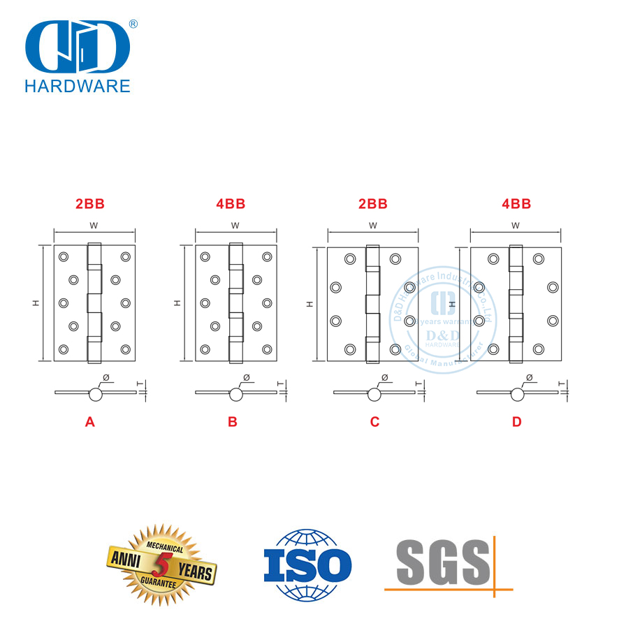 高品质不锈钢滚珠门铰链-DDSS011-B