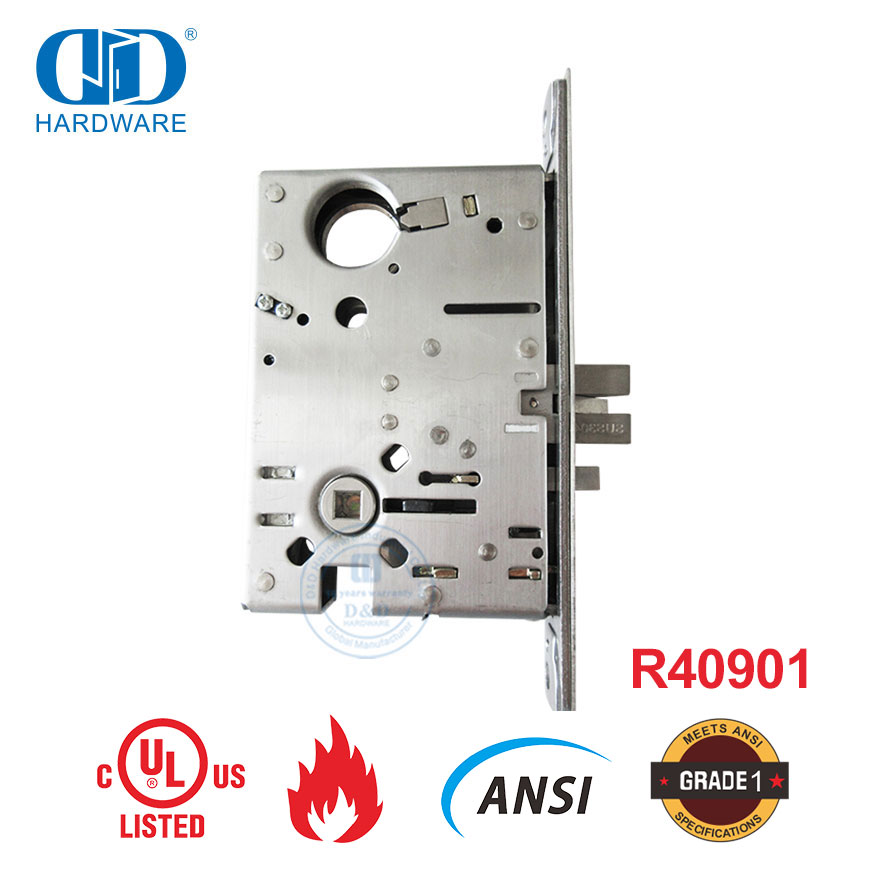 多功能 UL 认证美国不锈钢安全锁芯家具五金木质金属门插芯锁-DDAL07
