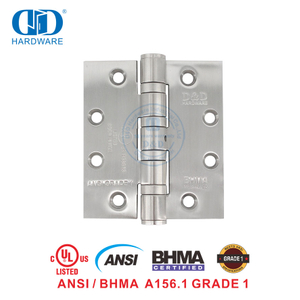 出厂价 UL 认证 Bhma 证书防火不锈钢 NRP 商用门铰链-DDSS001-ANSI-1-4.5x4.0x4.6mm
