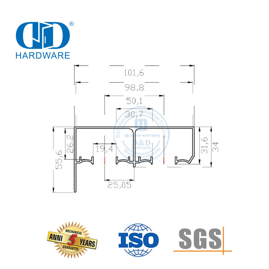 不锈钢现代静音旁路隐藏式滑动谷仓门五金钢车库五金-DDBD070