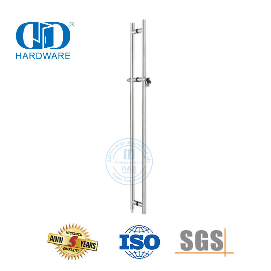 不锈钢办公室前玻璃门配件圆管玻璃门拉手带锁-DDPH040