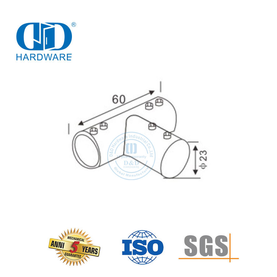 不锈钢圆管连接器商用淋浴间系统玻璃面板支架连接器-DDSC036