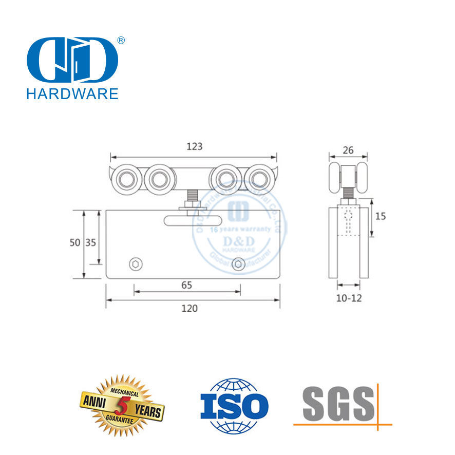 门夹不锈钢铁推拉门挂轮家具配件推拉双门-DDGS132