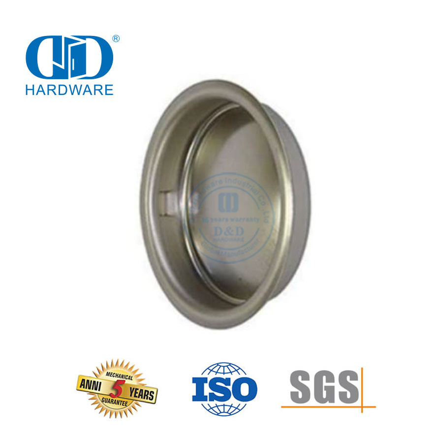 不锈钢滑动谷仓门把手圆形平拉五金配件套装双面门把手-DDBD111