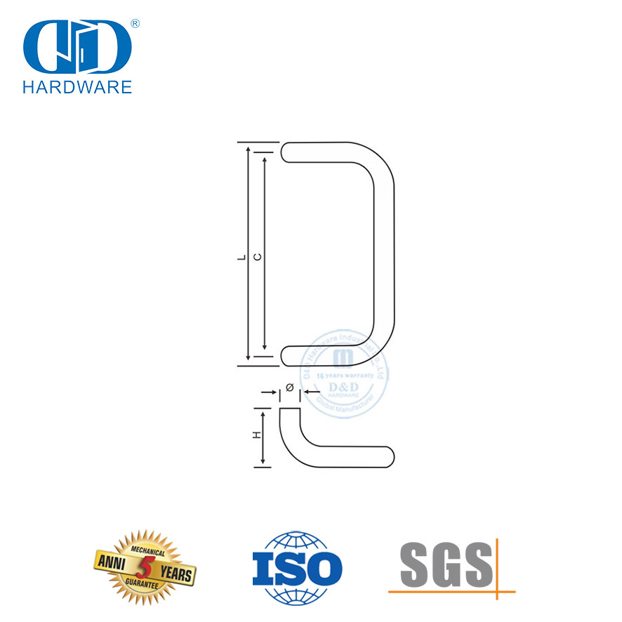 弧形高品质商用玻璃门把手拉推玻璃门-DDPH005