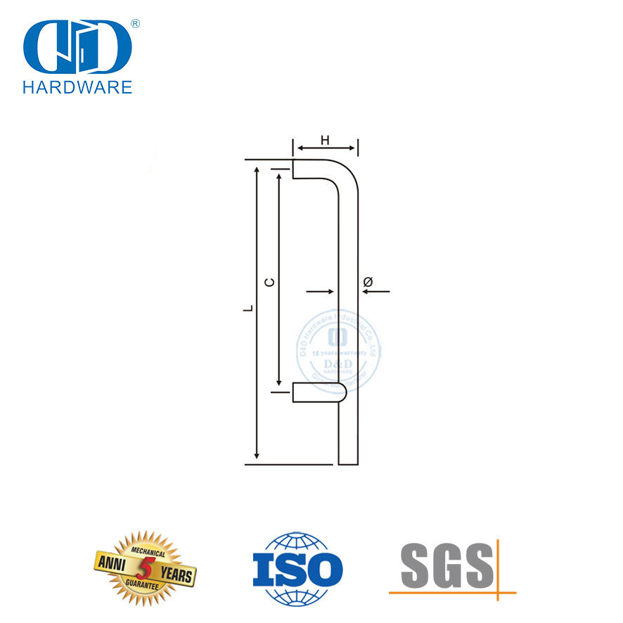 入户圆管大U型浴室玻璃门拉手-DDPH010